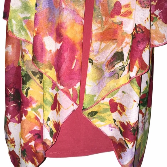 SUSAN LAWRENCE Red Floral Ruffle Tank/Blouse~M~NWT - Picture 3 of 7